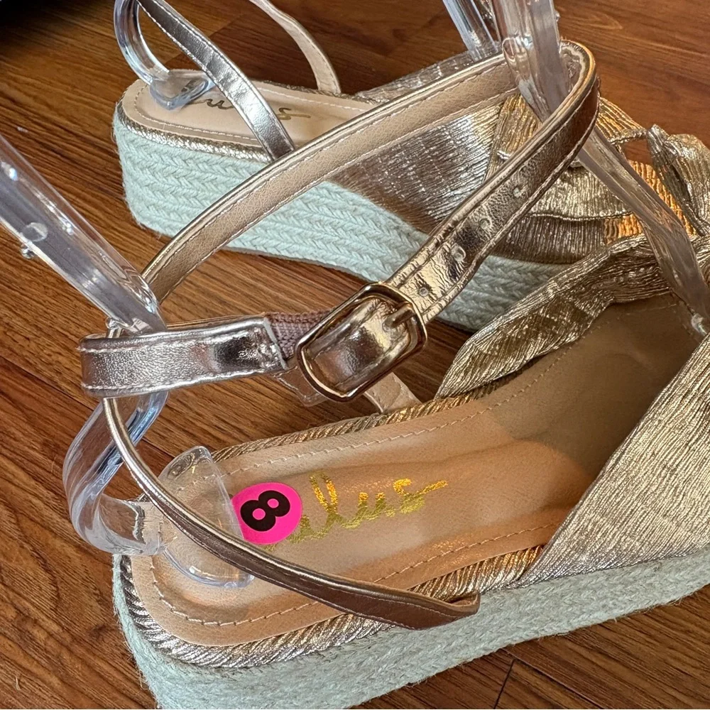 Lulus Rayanna Rose Gold Espadrille Platform Sandals 8